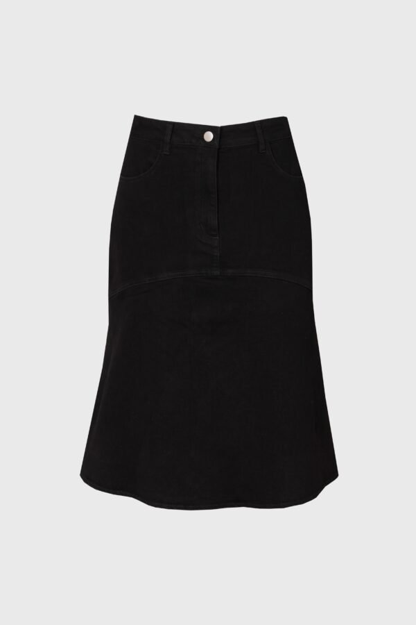 Black Denim Flare Skirt - Image 5